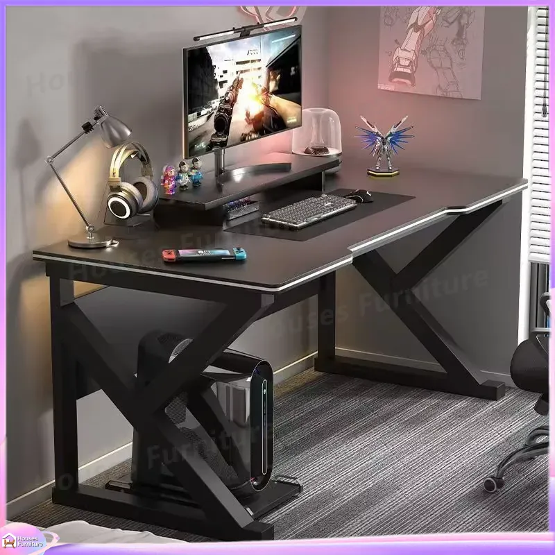 L Shaped Desk Setup - Cafe Metal Gaming Desk Black MDF