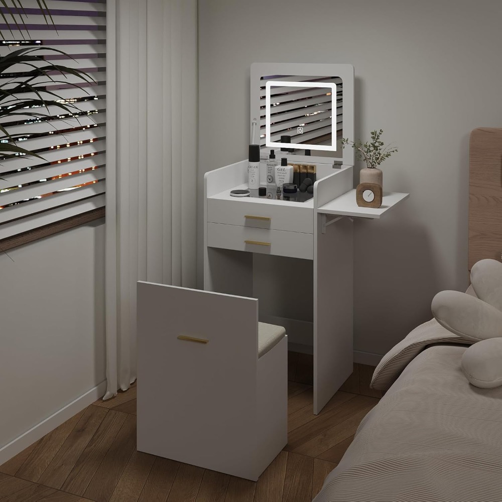 Desk Setup In Small Bedroom - Small Vanity with Chair 3 in