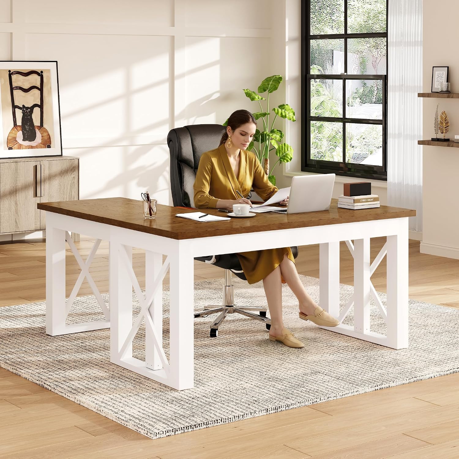 L Shaped Desk Setup - L Shaped Standing Desk with Drawer,