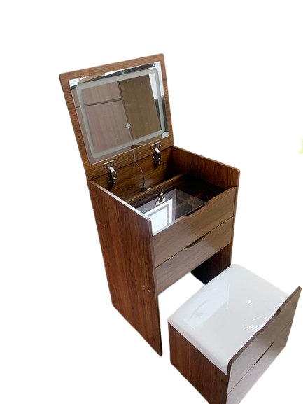 Desk Setup In Small Bedroom - (Walnut) 3 in 1 Vanity Desk
