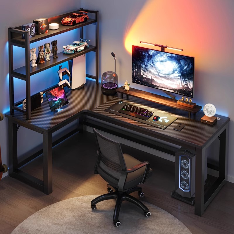 L Shaped Desk Setup - Computer desk Home corner table Study