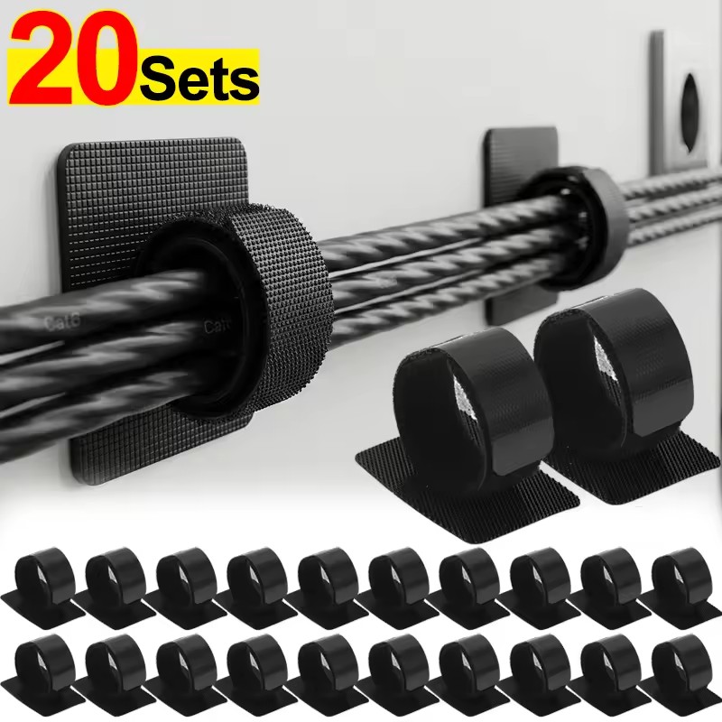 Desk Setup Cable Management - Adhesive Under Desk Cable Ties Wire