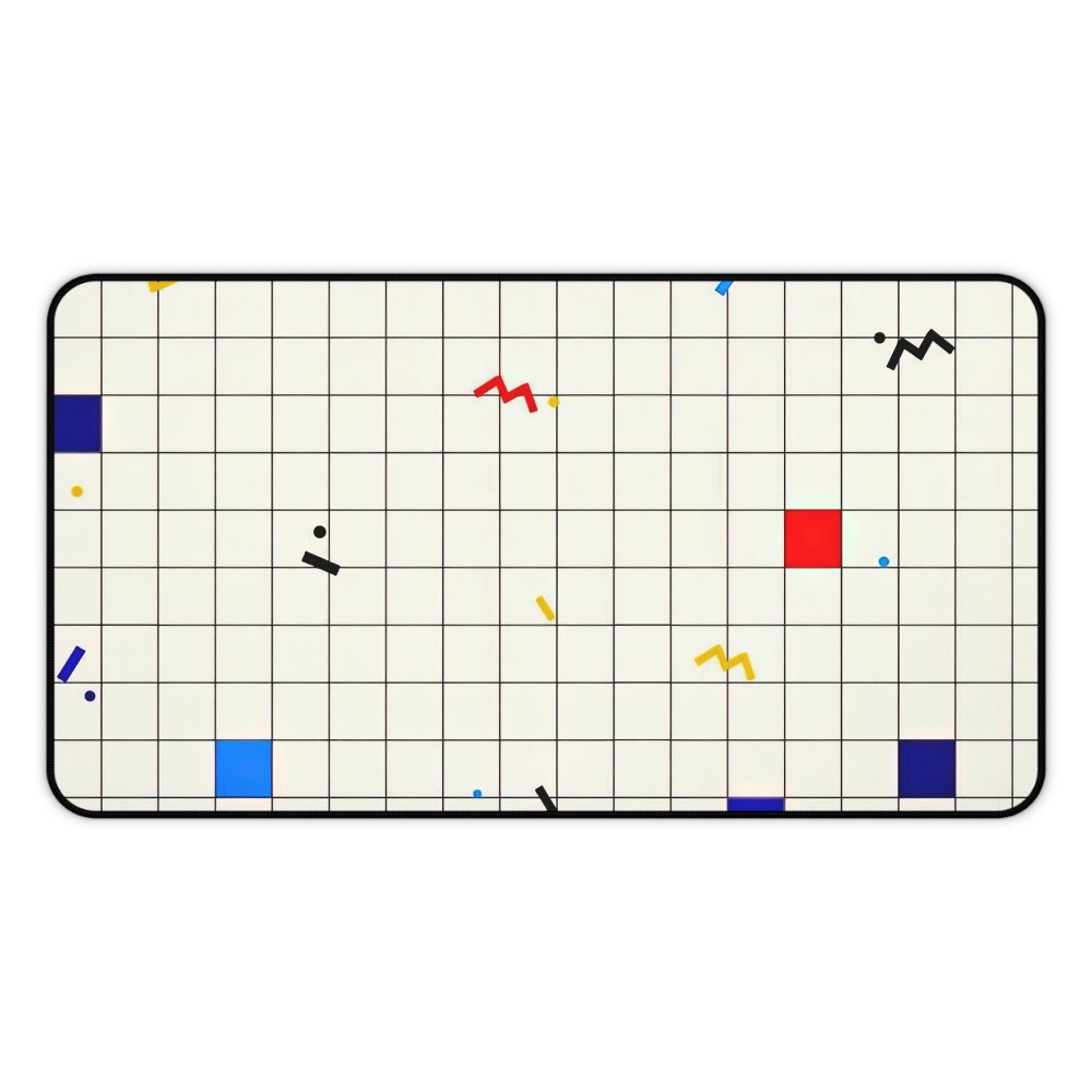 Desk Setup Art - Retro Geometric Grid Desk Mat Mouse