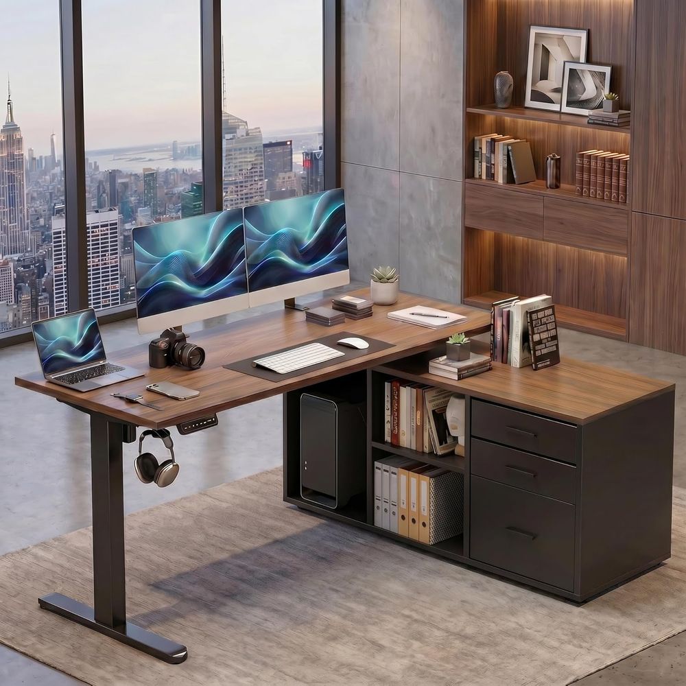 L Shaped Desk Setup - 55 Inch L Shaped Standing Desk