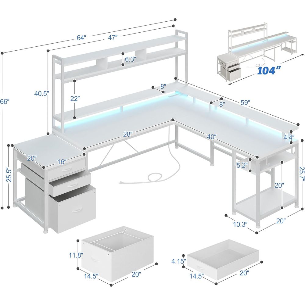 104-inch L-Shaped Desk for Dua - L Shaped Desk Setup recension och pris