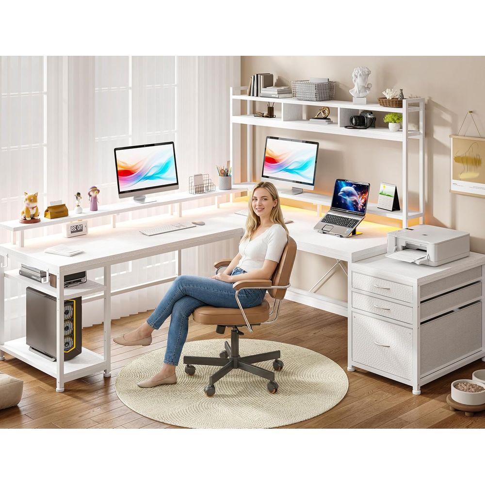 104-inch L-Shaped Desk for Dua - L Shaped Desk Setup recension och pris