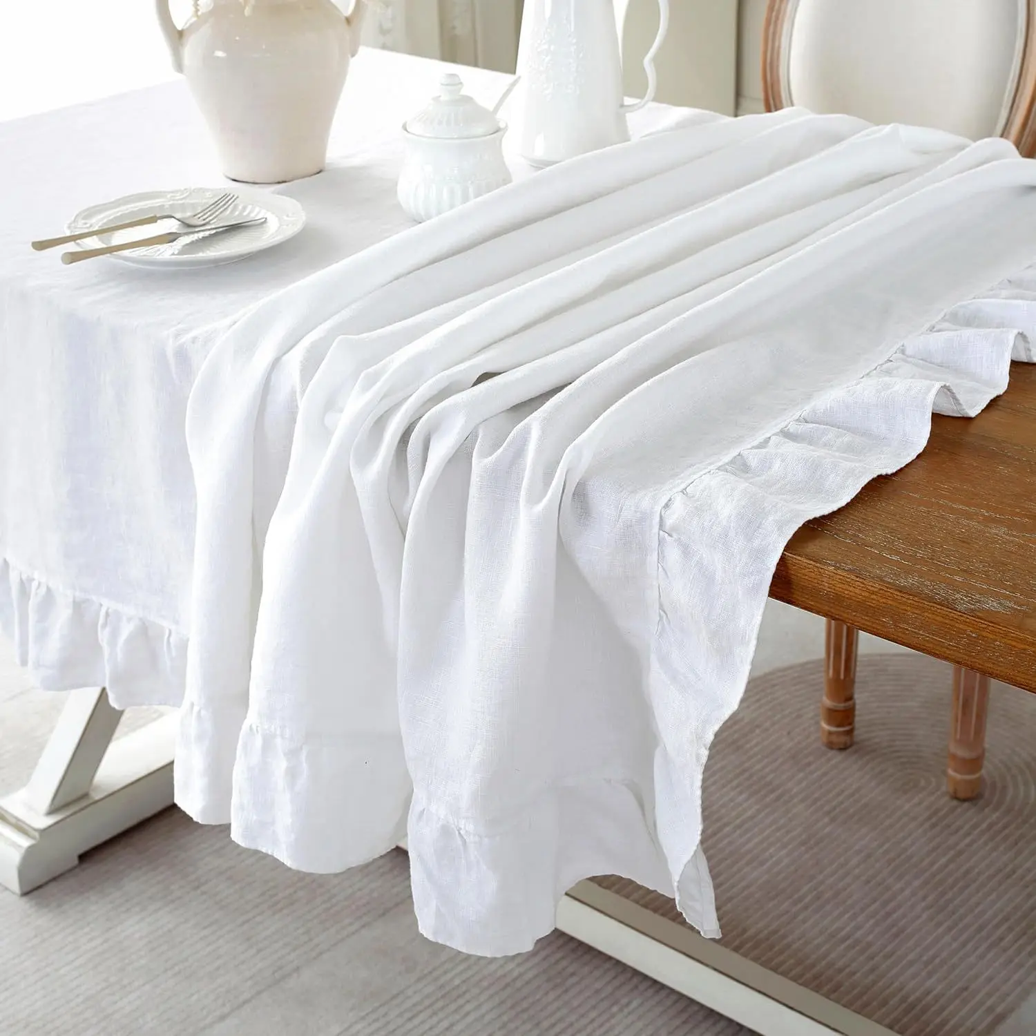 Retro Ruffle Tablecloth Cotton - Desk Setup Retro recension och pris