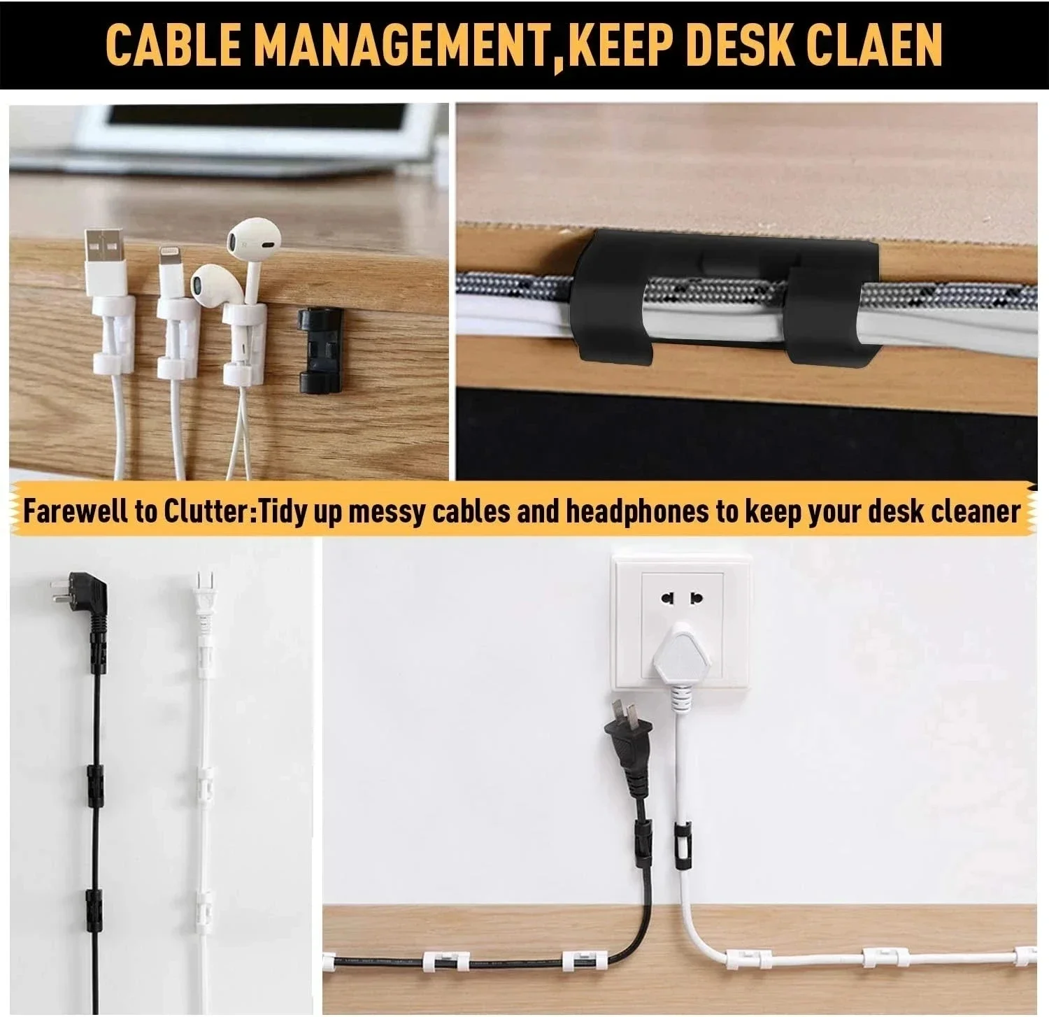 Cable Clips Organizer Drop Wir - Desk Setup Cable Management recension och pris