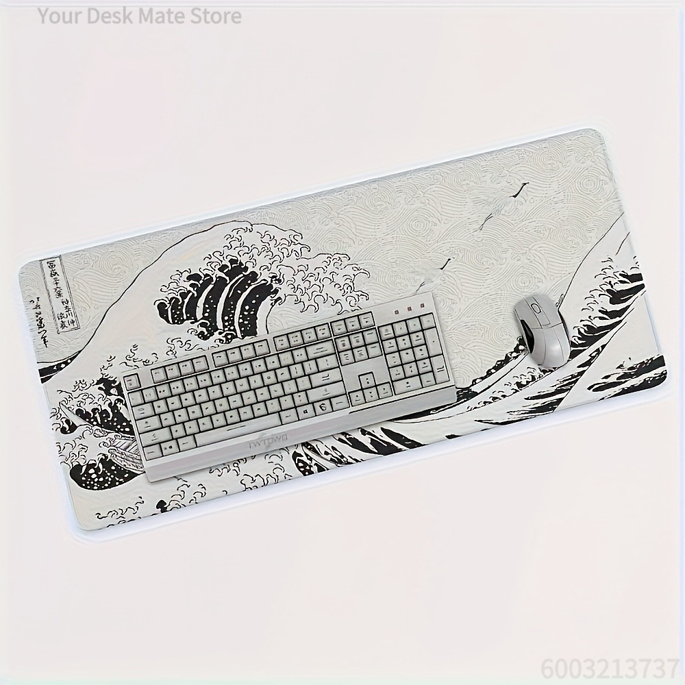 Black White Wave Art XXL Desk  - Desk Setup Art recension och pris