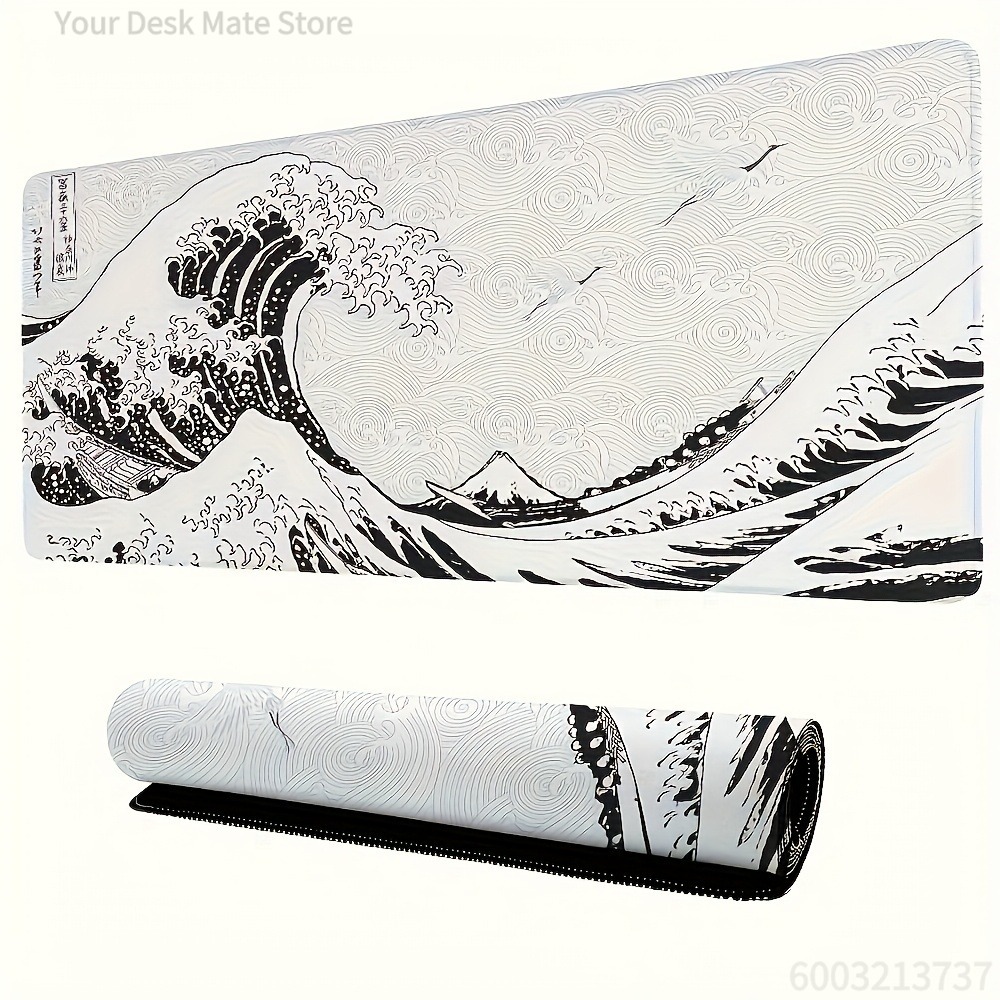 Black White Wave Art XXL Desk  - Desk Setup Art recension och pris