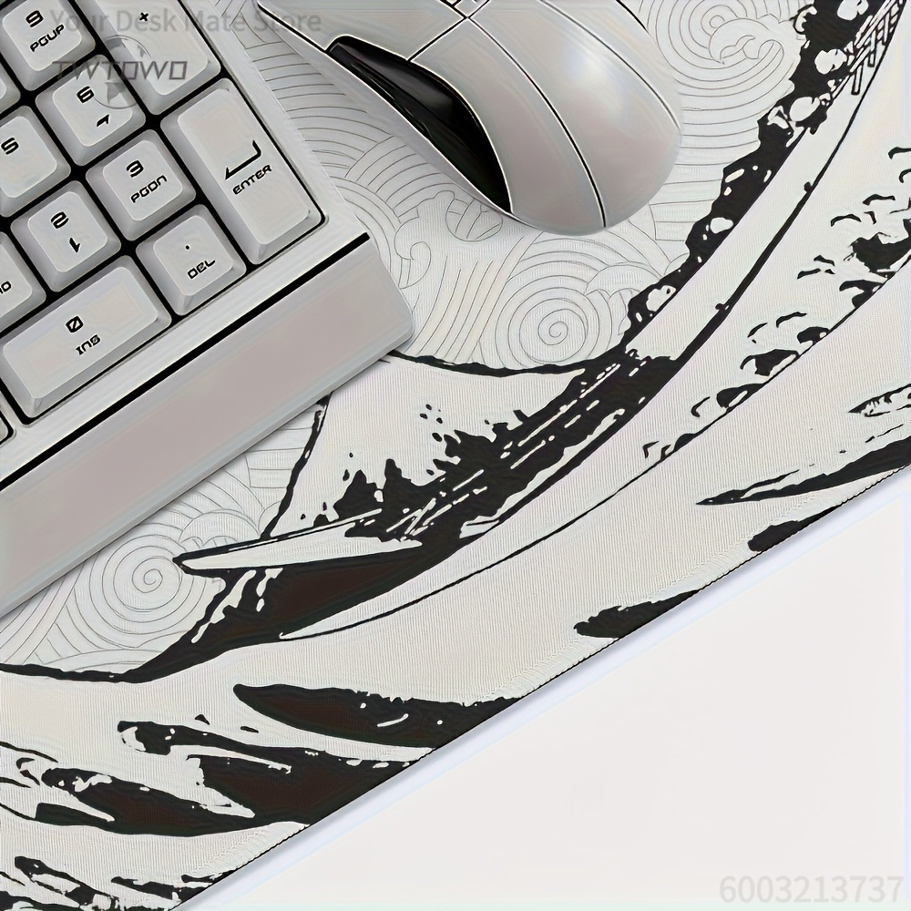 Black White Wave Art XXL Desk  - Desk Setup Art recension och pris