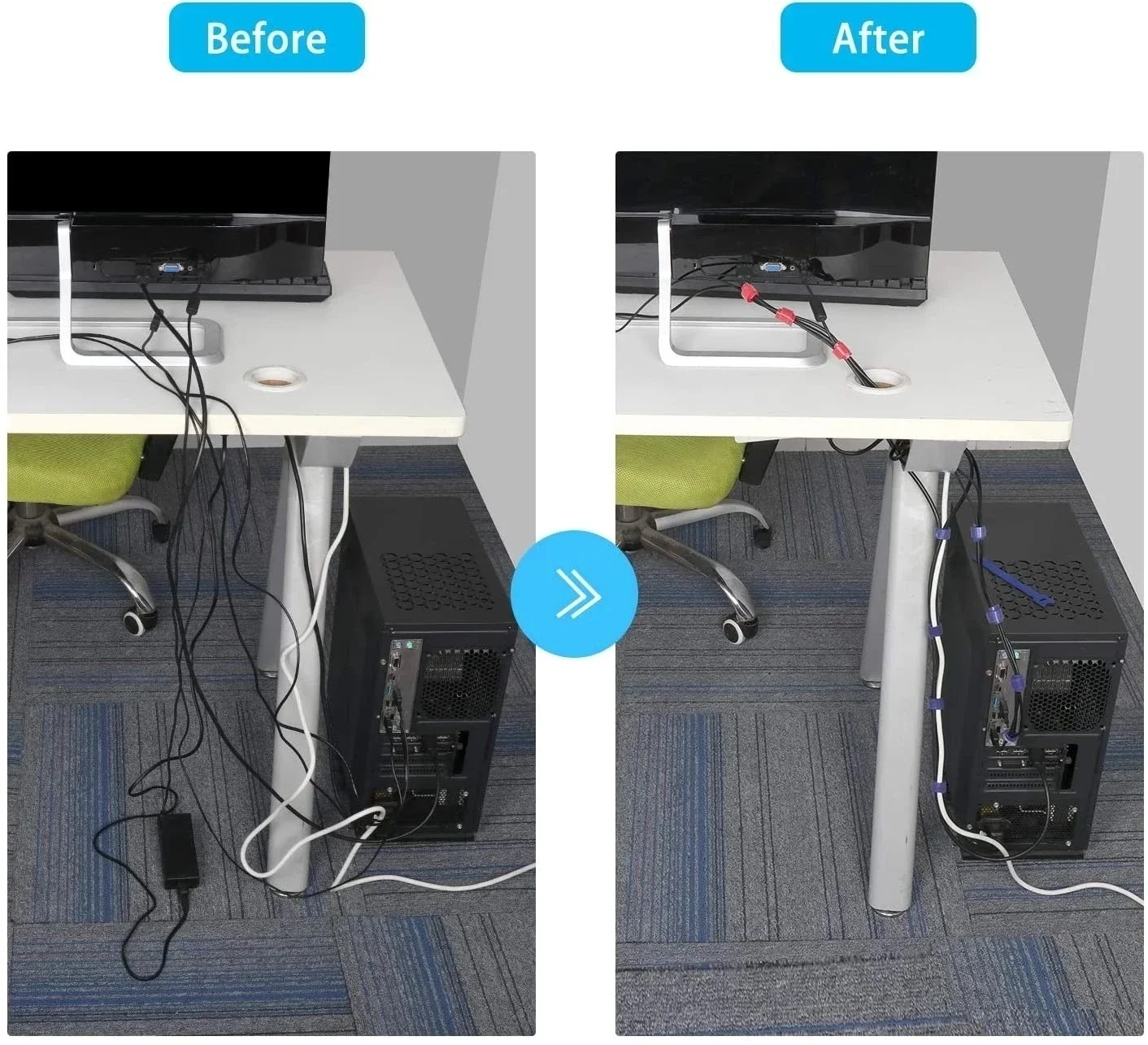 10/30/50PCS USB Cable Organize - Desk Setup Cable Management recension och pris