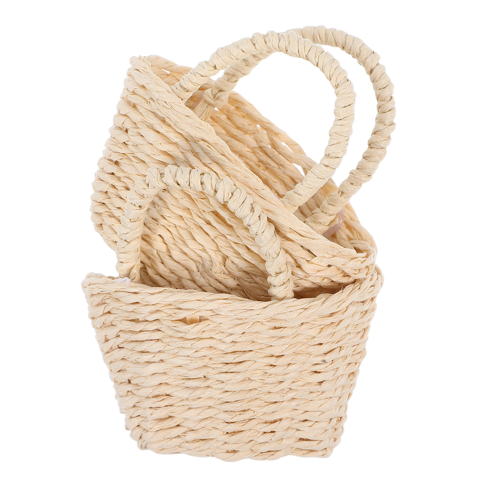2Pcs Mini Raffia Handle Basket - Desk Setup For Small Space recension och pris