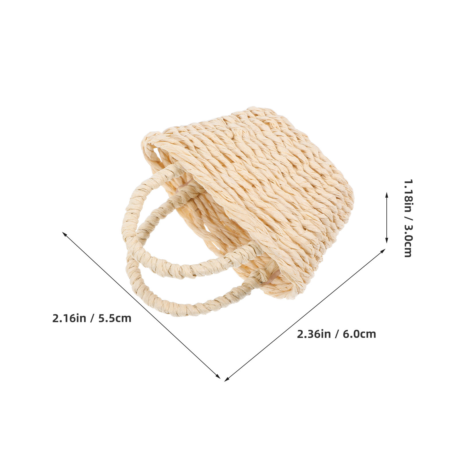 2Pcs Mini Raffia Handle Basket - Desk Setup For Small Space recension och pris
