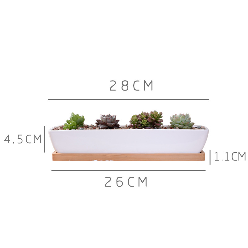 Long Rectangle White Ceramic S - Desk Setup Green recension och pris