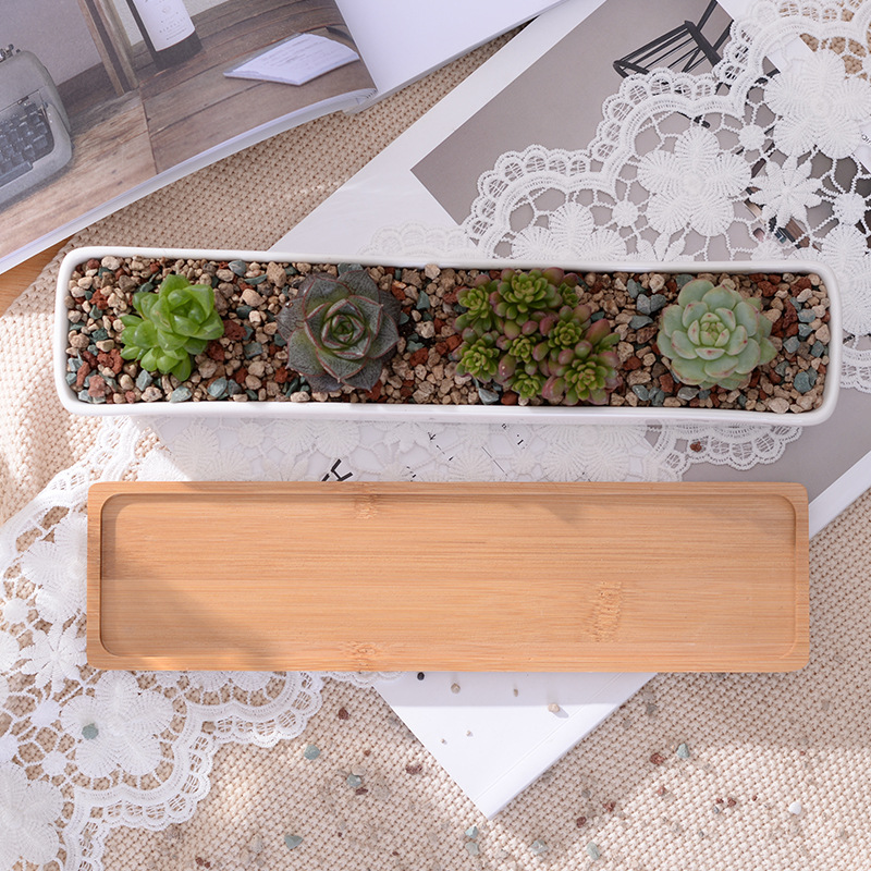 Long Rectangle White Ceramic S - Desk Setup Green recension och pris