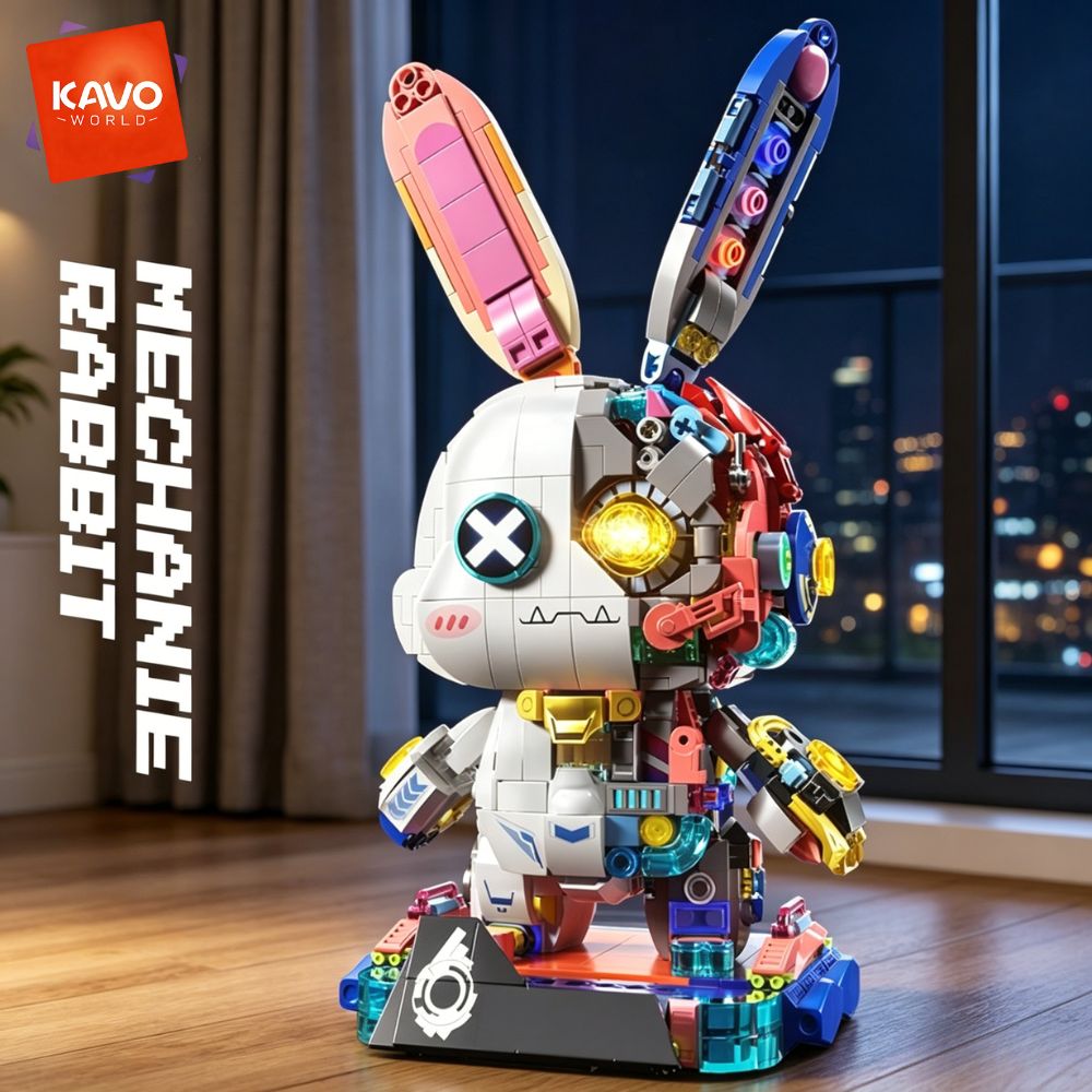 KAVOWORLD 1377PCS Robot Rabbit - Desk Setup Build recension och pris