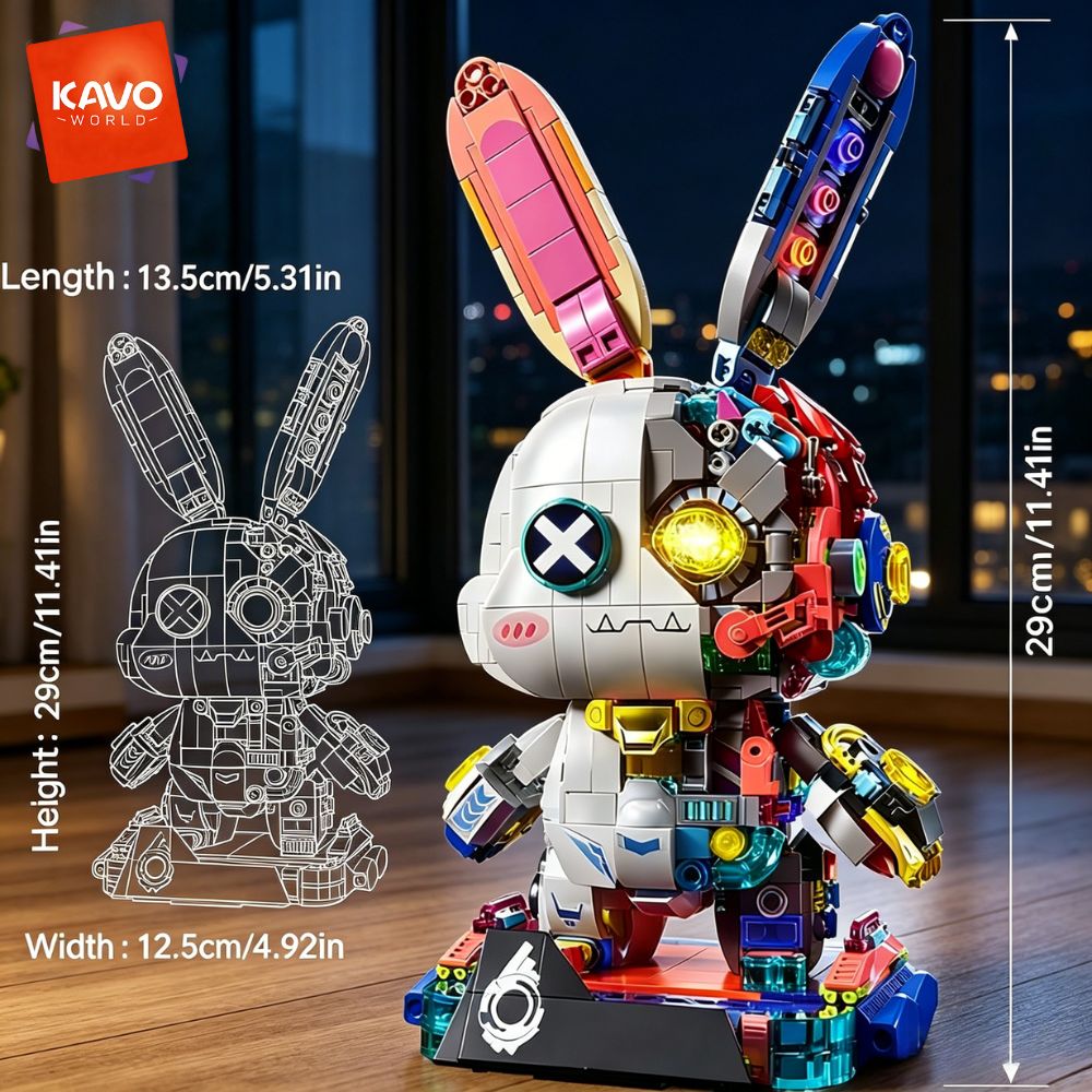 KAVOWORLD 1377PCS Robot Rabbit - Desk Setup Build recension och pris