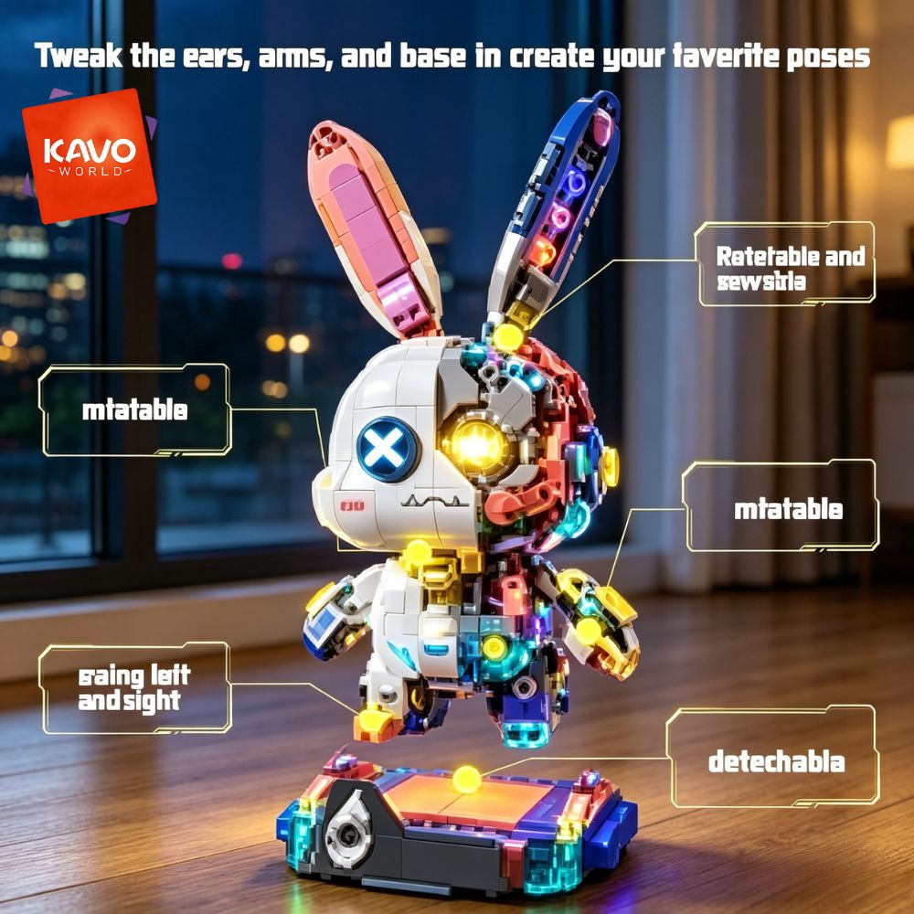 KAVOWORLD 1377PCS Robot Rabbit - Desk Setup Build recension och pris