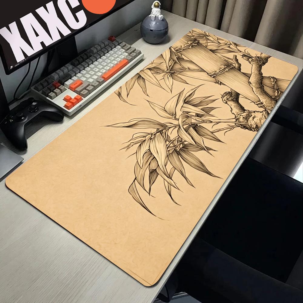 HYBXAXC Bamboo Line Art Mouse  - Desk Setup Beige recension och pris