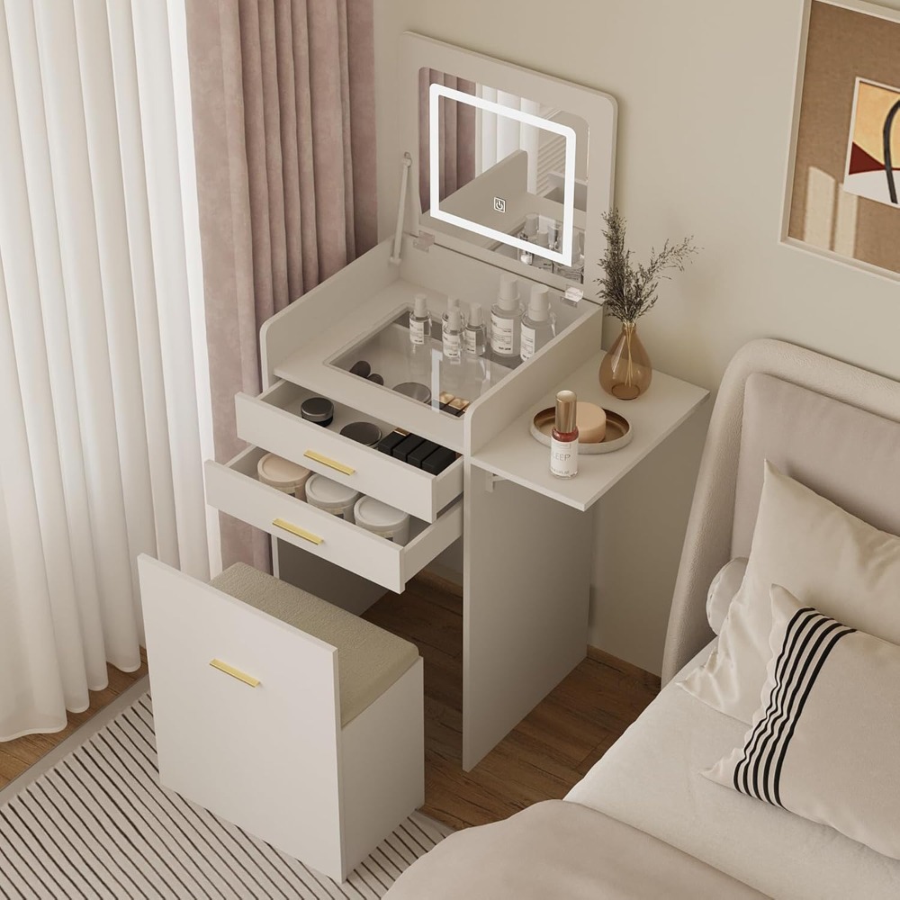 Small Vanity with Chair 3 in 1 - Desk Setup In Small Bedroom recension och pris