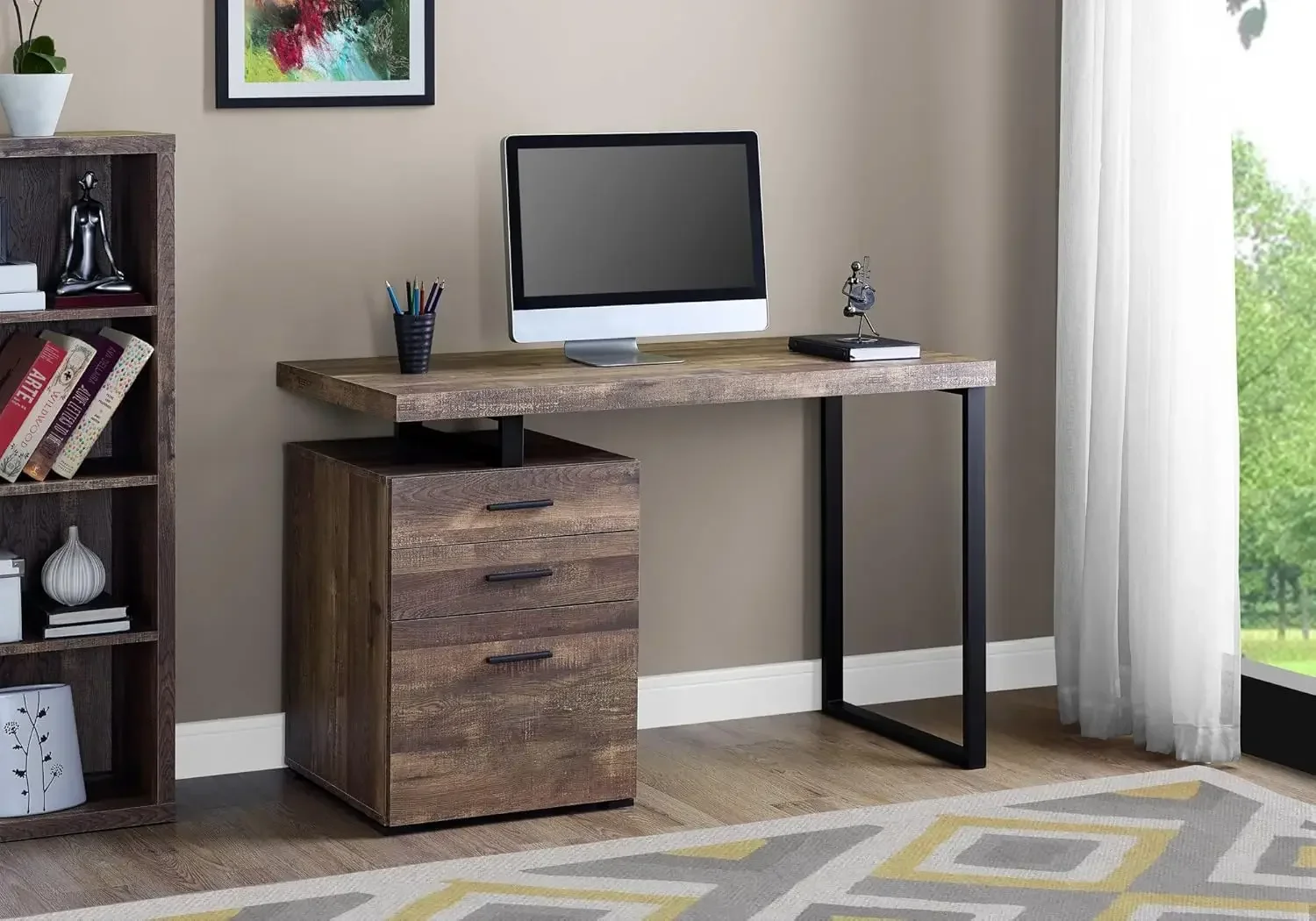 Computer Desk with File Cabine - L Shaped Desk Setup recension och pris