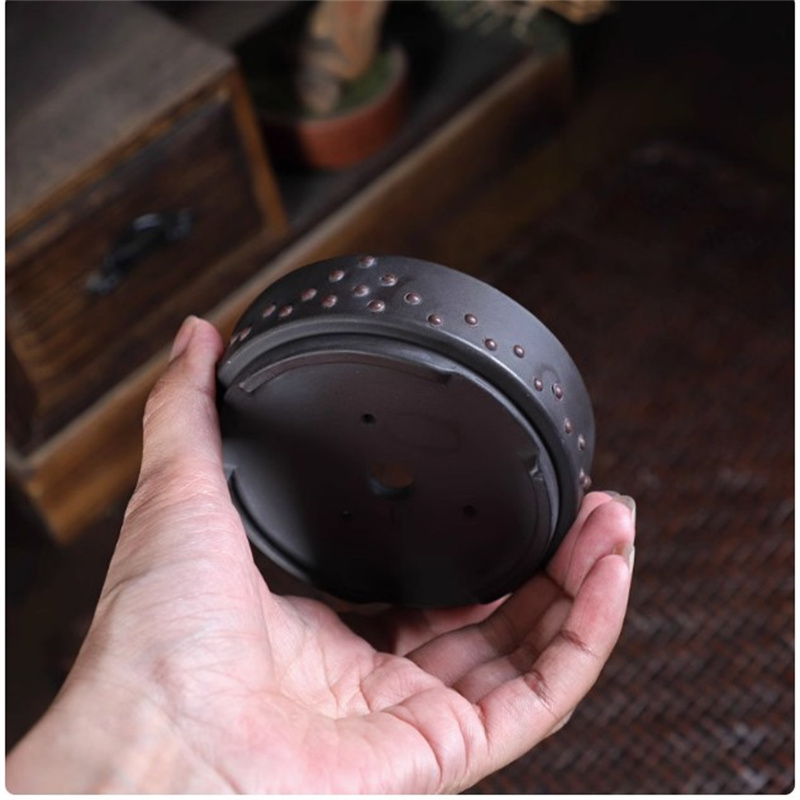 Ceramic Round Bonsai Pot, Drum - Desk Setup Green recension och pris