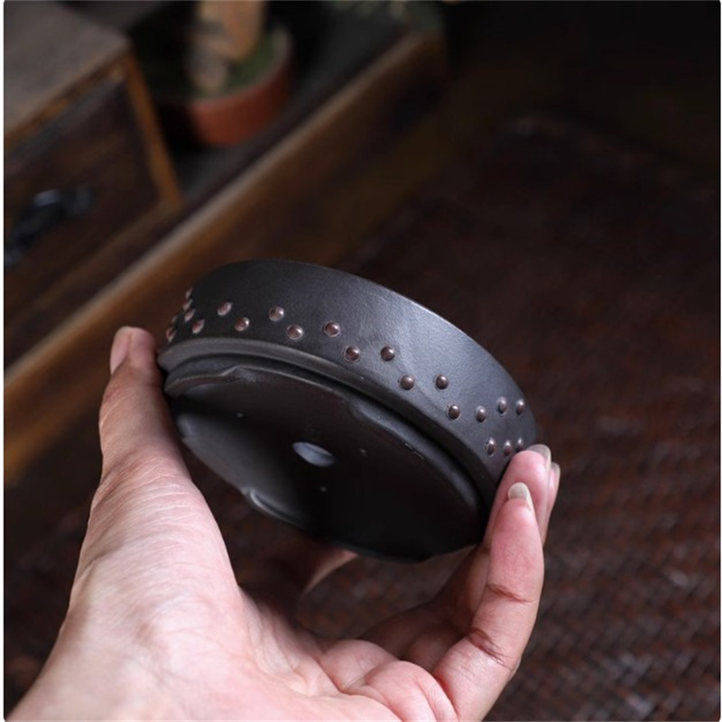 Ceramic Round Bonsai Pot, Drum - Desk Setup Green recension och pris