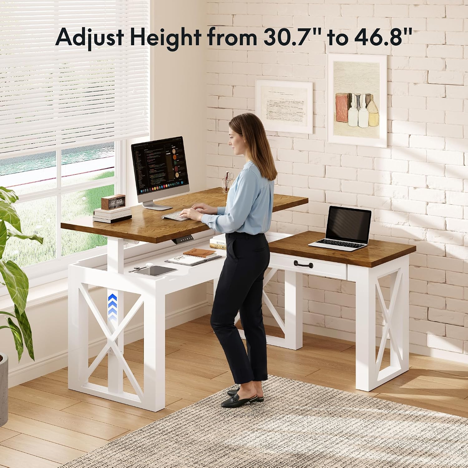 L Shaped Standing Desk with Dr - L Shaped Desk Setup recension och pris
