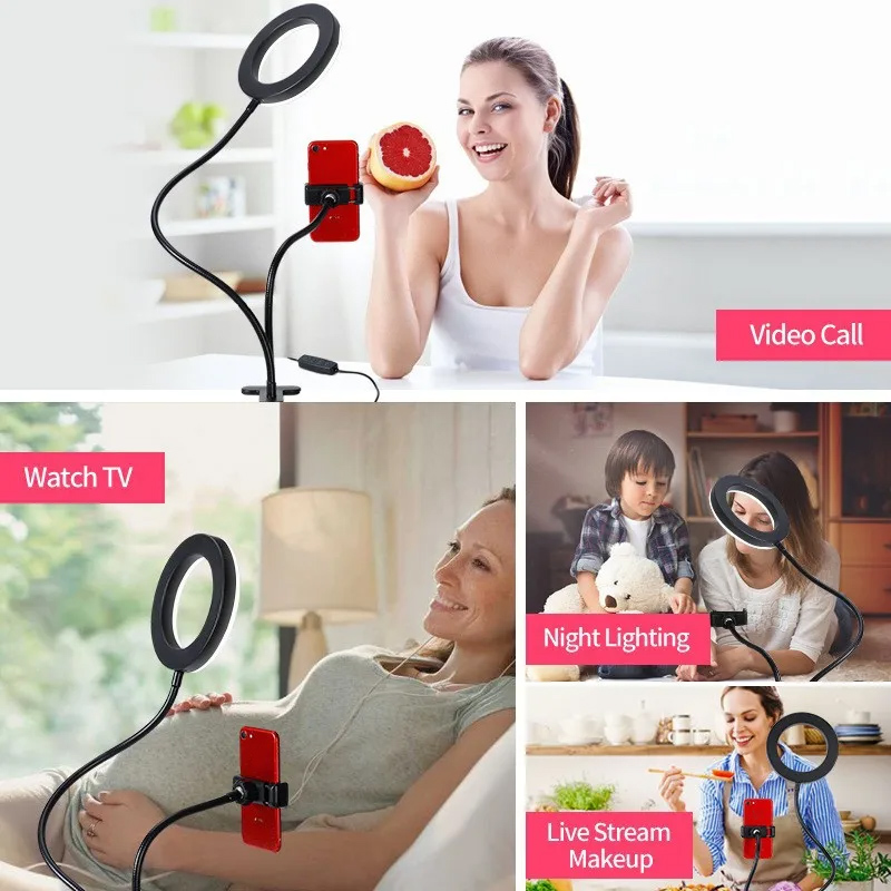 Dual Lights Led Ring Fill Ligh - Dual Phone Holder recension och pris