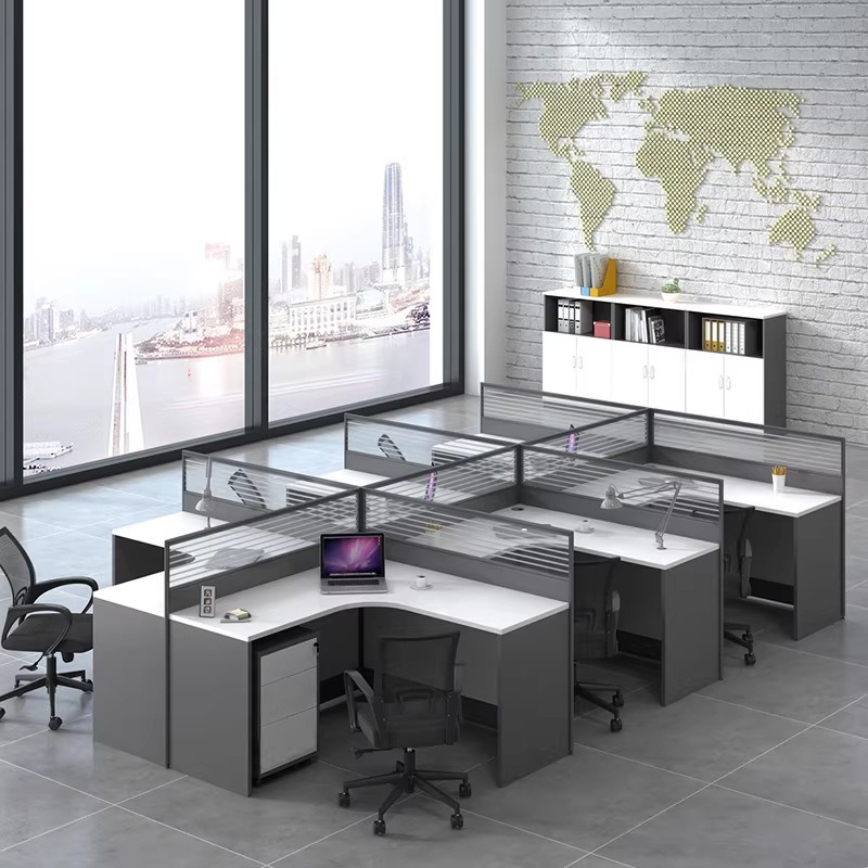 White Office Desk for 2 4 or 6 - L Shaped Desk Setup recension och pris