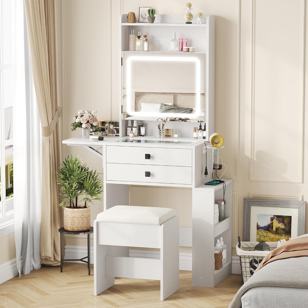 Small Makeup Vanity Desk with  - Desk Setup In Small Bedroom recension och pris
