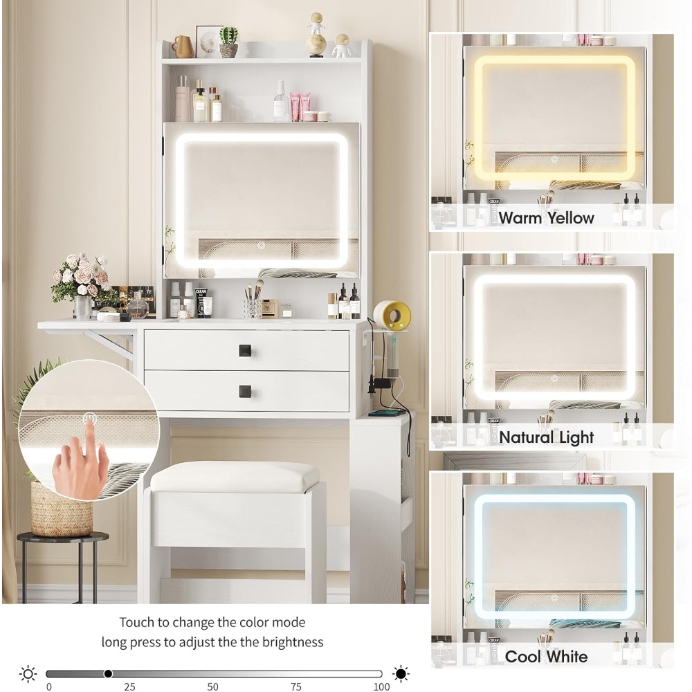 Small Makeup Vanity Desk with  - Desk Setup In Small Bedroom recension och pris
