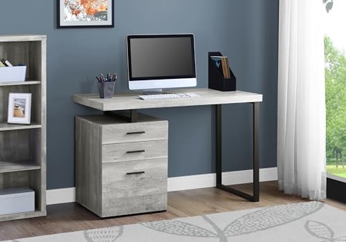 Computer Desk with File Cabine - Desk Setup Grey recension och pris