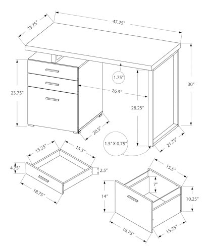 Computer Desk with File Cabine - Desk Setup Grey recension och pris