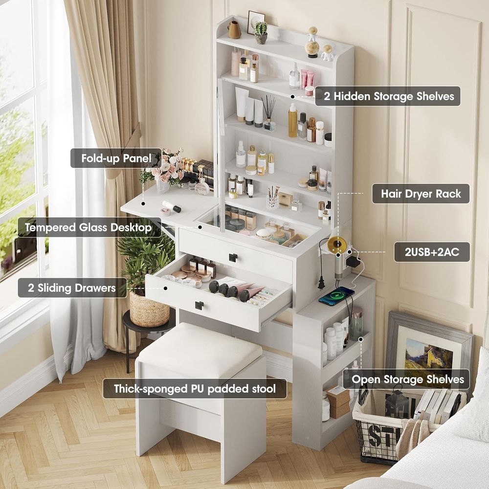 Vabches Small Makeup Vanity De - Desk Setup In Small Bedroom recension och pris