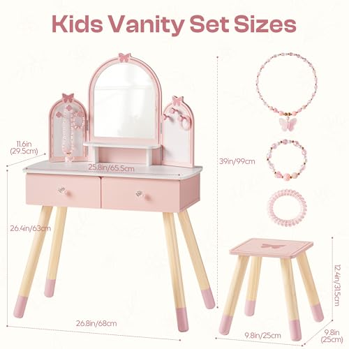 Pink Kids Vanity Set Mirror &  - Desk Setup In Small Bedroom recension och pris