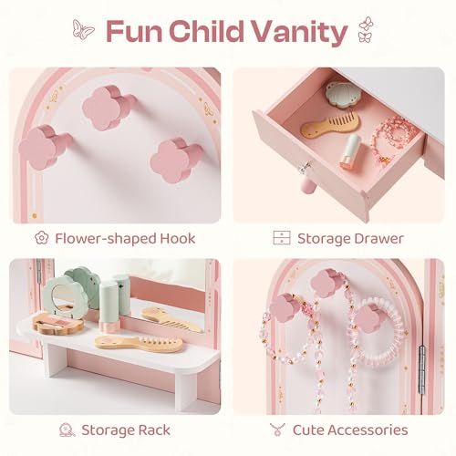 Pink Kids Vanity Set Mirror &  - Desk Setup In Small Bedroom recension och pris