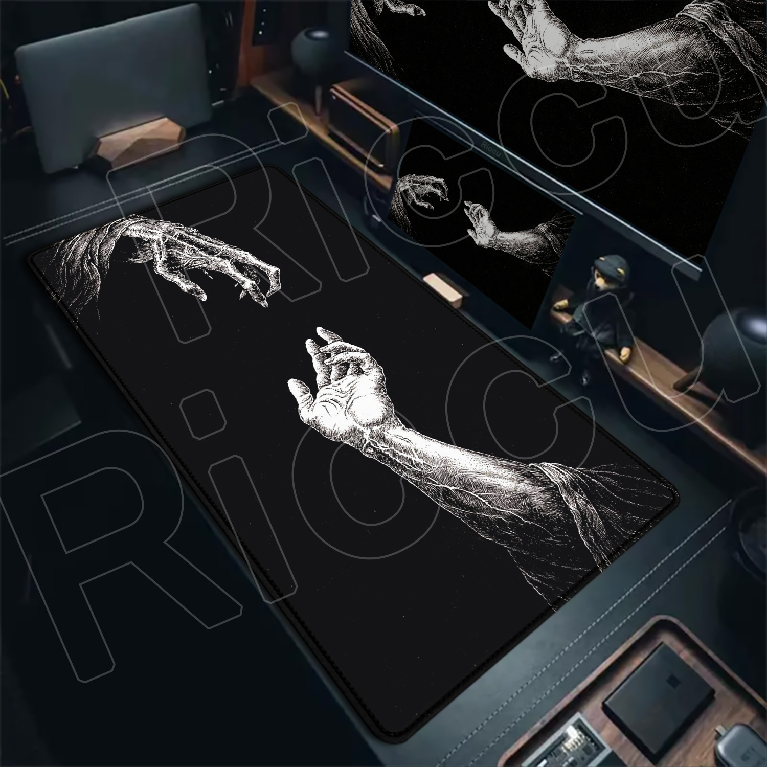 HD Large Black White XXL Gothi - Desk Setup Art recension och pris
