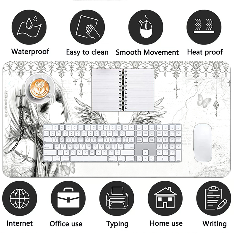 Leather Mousepad Black White A - Desk Setup Mat recension och pris