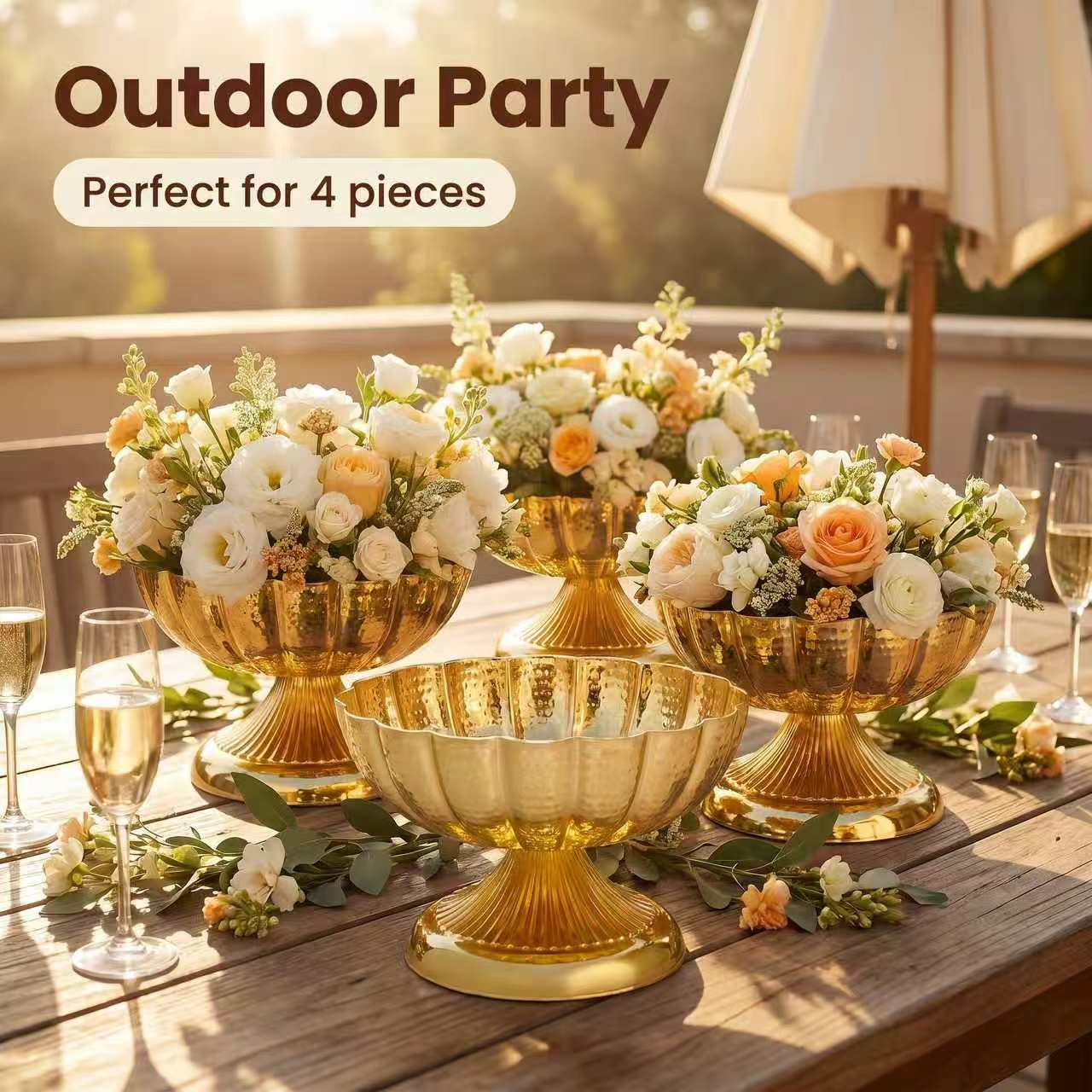 Vintage Gold Metal Compote Vas - Desk Setup Retro recension och pris